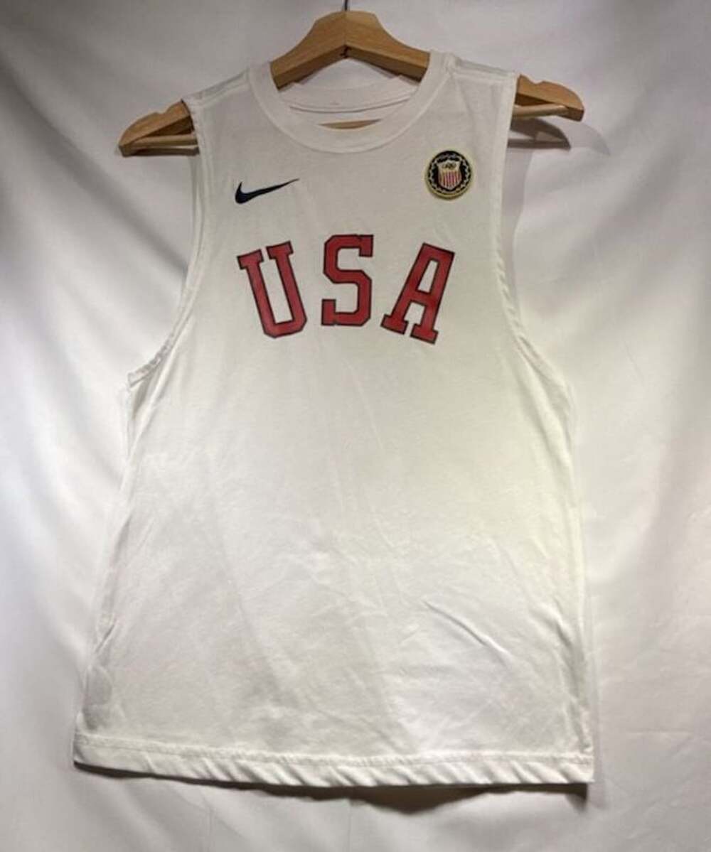 Nike USA Olympic Team Patch White Sleeveless Training Tank Top